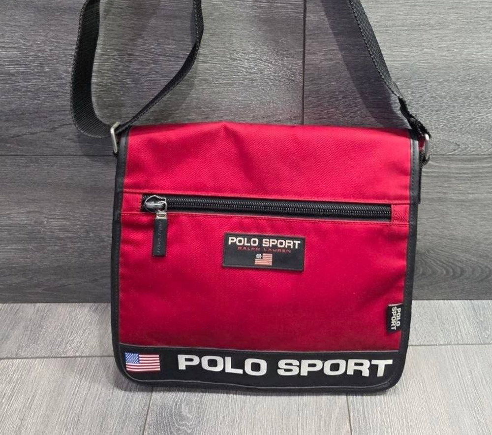 Polo Sport Ralph Lauren Red Black Messenger Bag Adjustable Strap Y2K B000785